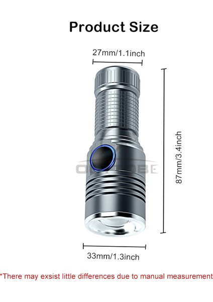 Outtobe Mini Işık LED Torch Işık Mini Şarj Edilebilir LED Işık Yakınlaştırma Dış Mekan Cep Boyutu Su Geçirmez Işık Güçlü Işık Yürüyüş Avcılık Için 1000 M Mesafe (Yurt Dışından)