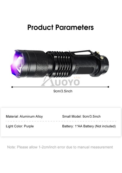 Auoyo Uv Işığı 395NM LED Siyah Işık Ahşap Lamba Teleskopik Odaklama Uv Işık Köpek Idrarı Için Taşınabilir El Feneri Evcil Hayvan Leke Akrep Nakit Para Takı Testi (Yurt Dışından) fiyatları