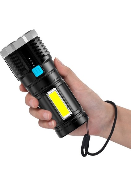 Yeni Stil 4led El Feneri Mini Taşınabilir Lamba Dahili 1200MA 18650 Pil USB Şarj Edilebilir Cob LED El Feneri (Yurt Dışından) modelleri