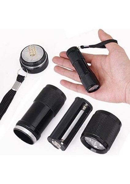 Mini Taşınabilir 9 LED Ultra Violet Uv Siyah Işık El Feneri Torch Işık Lambası (Yurt Dışından)