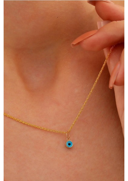 14 Ayar Altın Mini Gözlü Halat Burgu Zincir Kolye Kadın modelleri
