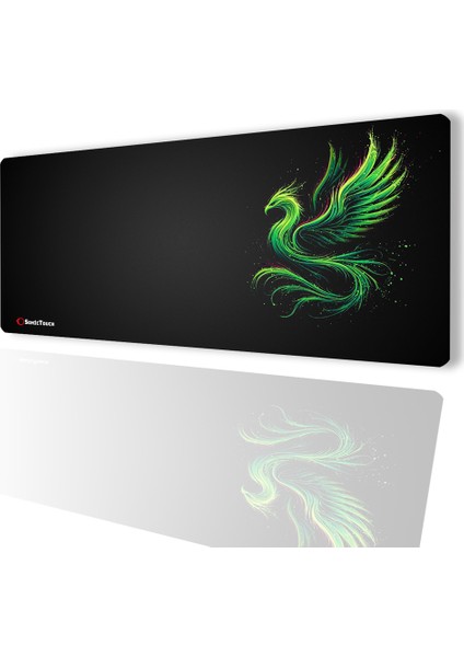 Ultragrand Siyah Neon Yeşili Anka Kuşu Dikişsiz Xxl Gaming Oyuncu Masaüstü Klavye Mouse Pad 40X90CM