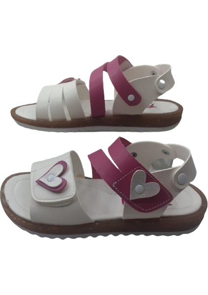 Kız Çocuk Beyaz-Pembe Ortopedik Taban Günlük Şık Sandalet ARZENN369-77 fırsatları