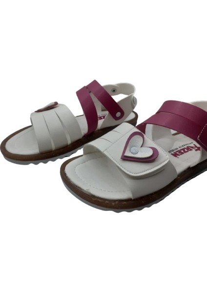 Kız Çocuk Beyaz-Pembe Ortopedik Taban Günlük Şık Sandalet ARZENN369-77 indirimleri
