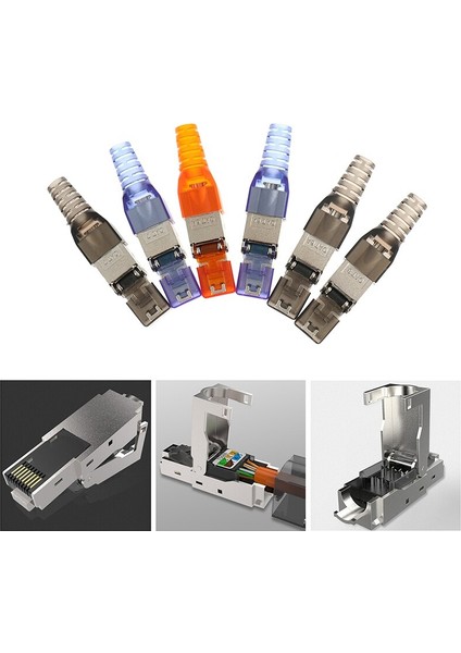 Aletsiz Korumalı Kristal Kafa Ftp RJ45 Cat 7/CAT6A/CAT8 Sonlandırma Fişi Cat7 Konektörü CAT6A Konnektörleri Modüler 22-26AWG (Yurt Dışından) fırsatları