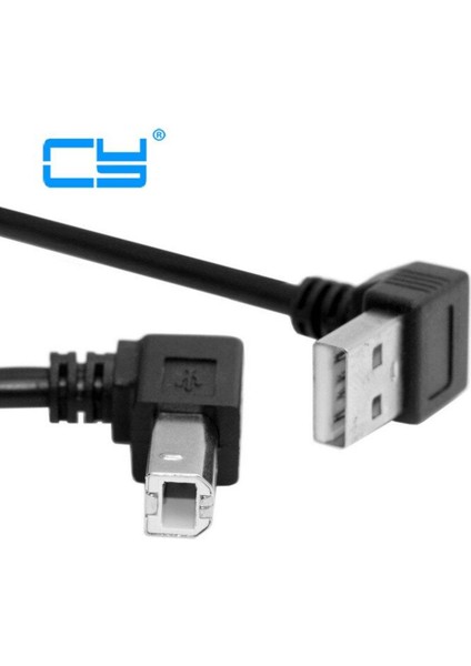 Aşağı Açılı USB 2.0 A Erkek - B Erkek Yukarı Açılı 90 Derece Yazıcı Tarayıcı HDD Kablosu 35CM (Yurt Dışından)
