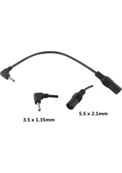 2x Cctv Dc Güç 5.5x2.1mm Dişi Sağ Açı 3.5X1.35MM Erkek Adaptör Kablosu Bağlantı Kablosu 20 cm (Yurt Dışından)