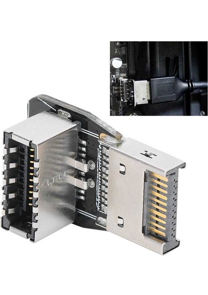 Ön Type-E Adaptör Başlığı Pc Anakart Usb3.1 10G 90 Derece Direksiyon Dirseği Dönüştürücü PH74A (Yurt Dışından)