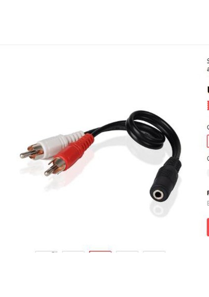 Stereo Mini Jak 3.5mm 1/8 Kadın 2 Erkek Rca Fiş Ses Y Tipi Adaptör Kablosu 8 Inç (Yurt Dışından)