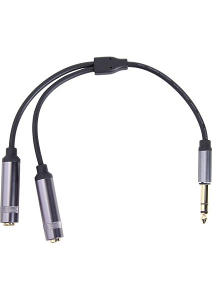 6.35MM Stereo Fiş Erkek Çift 6.35MM Jack Dişi Y Splitter Ses Kablosu Ses Adaptörü Masaüstü Bilgisayar Dizüstü Bilgisayar Adaptör Kablosu (Yurt Dışından)