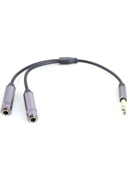 6.35MM Stereo Fiş Erkek Çift 6.35MM Jack Dişi Y Splitter Ses Kablosu Ses Adaptörü Masaüstü Bilgisayar Dizüstü Bilgisayar Adaptör Kablosu (Yurt Dışından)