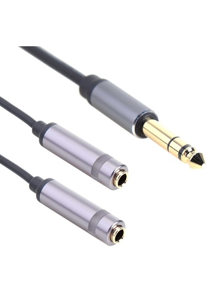 6.35MM Stereo Fiş Erkek Çift 6.35MM Jack Dişi Y Splitter Ses Kablosu Ses Adaptörü Masaüstü Bilgisayar Dizüstü Bilgisayar Adaptör Kablosu (Yurt Dışından)