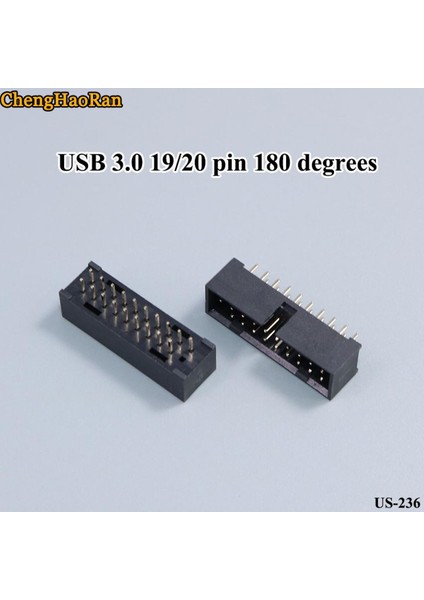 Chenghaoran 2 Adet/grup Basit Boynuz Koltuk Bakır Pin Düz Pin Isp Indir Arası USB 3.0 19/20 Pin 180 Derece (Yurt Dışından)