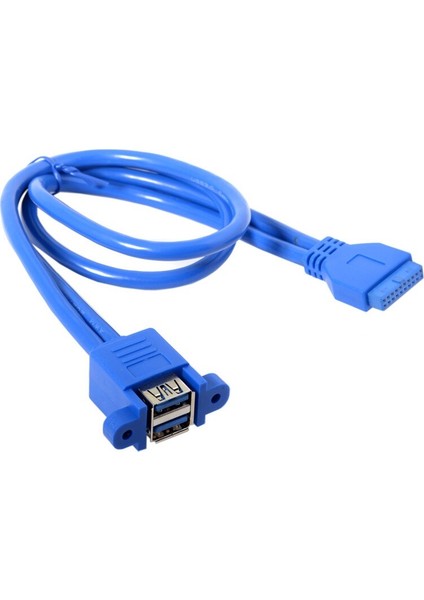Çift Çift USB 3.0 A Dişi 2 Bağlantı Noktası USB 3.0 20PIN 20 Pin Dişi Anakart Montaj Ikizler Kablo Adaptörü Vida Deliği ile 50 cm (Yurt Dışından)