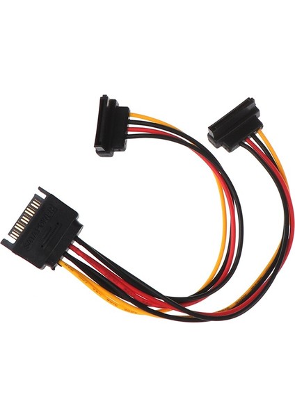 1 Adet 90 Derece Sata 15-Pin Erkek 2 x 15 P Dişi Y Splitter Adaptörü Sata Güç Kablosu HDD Sabit Disk (Yurt Dışından)