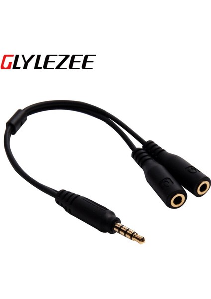 3.5mm Altın Kaplama Kulaklık Mikrofon Ses Dağıtıcı Kablosu Kablosu 1 Erkek Fiş 2 Kadın Jaklar Adaptör Kablosu Cep Telefonu Için (Yurt Dışından)