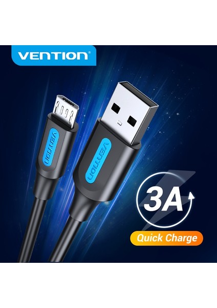 San Gold Vention Mikro USB Kablosu 3A Hızlı Şarj USB Veri Kablosu 2m 3m Samsung Xiaomi Huawei Için Android Cep Telefonu USB Şarj Kablosu (Yurt Dışından)