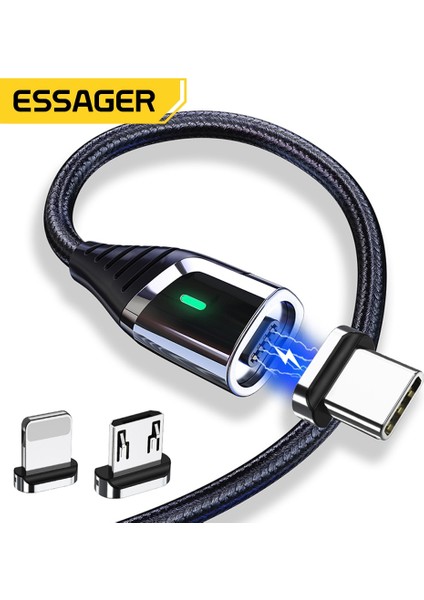 Essager Manyetik Mikro USB Kablosu iPhone 12 Xiaomi Oneplus Hızlı Şarj USB Tip C Mıknatıs Şarj Cihazı Usbc Tip-C Veri Kablosu Kablosu (Yurt Dışından)