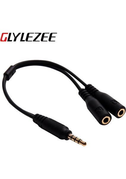 3.5mm Altın Kaplama Kulaklık Mikrofon Ses Dağıtıcı Kablosu Kablosu 1 Erkek Fiş 2 Kadın Jaklar Adaptör Kablosu Cep Telefonu Için (Yurt Dışından)