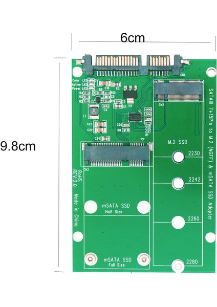 Sata Iıı - Msata ve M.2 B-Key Ngff SSD 2'si 1 Arada Dönüştürücü Adaptör (Yurt Dışından)