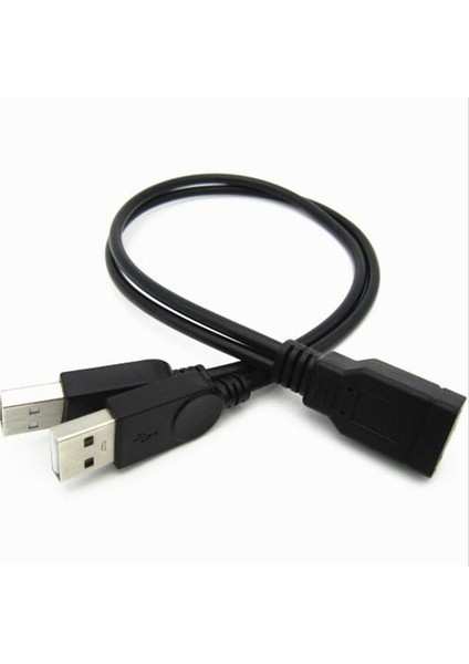30CM USB Y Bilgisayar Bir Nokta Iki Veri Güç Kablosu, Çift USB Y Uzatma Şarj Kablosu, Usb2.0-A Dişi - 2 A Erkek Dağıtıcı (Yurt Dışından)