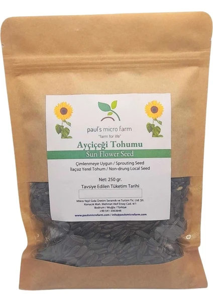 Pauls Micro Farm Ayçiçeği Tohumu İlaçsız Çimlendirmey Uygun 500 gr