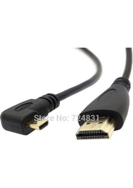 Cy 50 cm 90 Derece Sol Açılı Mikro HDMI Uyumlu - HDMI Uyumlu Erkek Hdtv Kablosu Cep Telefonu ve Tablet Için (Yurt Dışından)