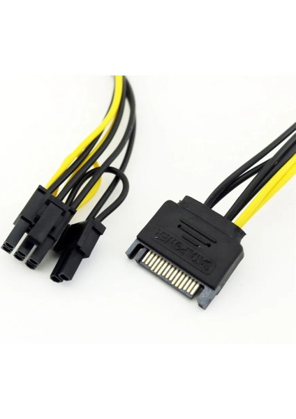 1 Adet Sata 15 Pin Erkek Pcı-E Express 6 + 2 Pin 8 Pin Dişi Video Güç Adaptörü Bağlantı Kablosu 20 cm (Yurt Dışından)