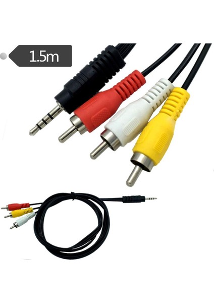 San Gold 1.5 M 3.5mm Jack Tak Erkek 3 Rca Adaptörü Yüksek Kalite 3.5 Rca Erkek Ses Video Av Kablo Tel Kablosu 150 cm 5ft (Yurt Dışından)