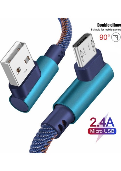Mikro USB Kablosu 0.25 M 1 M 2 M Hızlı Şarj 90 Derece L Şekli Kablosu iPhone Huawei P30 20 Pro C Tipi Telefon Şarj Qc2.0 USB Cabo (Yurt Dışından)