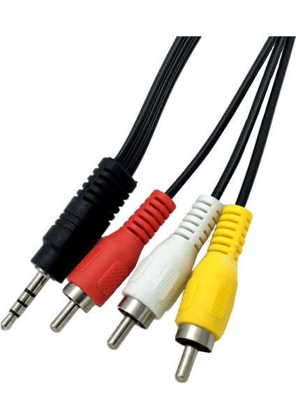 San Gold 1.5 M 3.5mm Jack Tak Erkek 3 Rca Adaptörü Yüksek Kalite 3.5 Rca Erkek Ses Video Av Kablo Tel Kablosu 150 cm 5ft (Yurt Dışından)