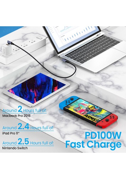 PD100W Tip-C Veri Kablosu Tip C USB C Çift Dirsek Qc4.0 5A Hızlı Şarj Kablosu Telefon Şarj Kablosu Samsung Xiaomi Realme Için (Yurt Dışından)
