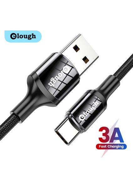 Elough 3A USB C Tipi Hızlı Şarj Veri Kablosu Xiaomi 11 Pro Huawei USB Hızlı Şarj Cihazı 3.0 Tel Telefon Kablosu Samsung Için (Yurt Dışından)