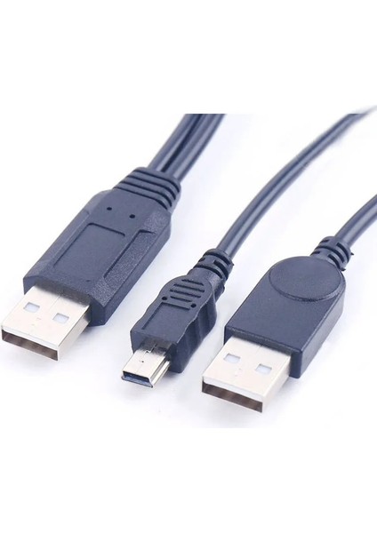 Usb2.0 USB 2.0 Çift A Tipi 2A Erkek - Mini 5 Pin Erkek Y Kablosu 0.7m 70CM 2ft 2.5 Için (Yurt Dışından) fiyatları
