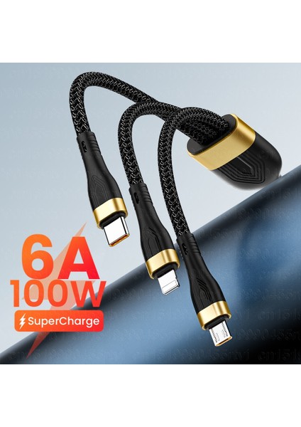 In 1 USB Kablosu 6A 100 W Hızlı Şarj Için Huawei/onur 3in1 2in1 Mikro USB C Tipi Kablo Şarj Kablosu Kablosu iPhone Samsung Için (Yurt Dışından)