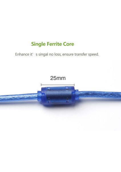 Ult-En Iyi USB 2.0 Am - Bm Baskı Kablosu 1.5m Bakır Şeffaf Mavi Yazıcı Tarayıcı Için USB Kablosu (Yurt Dışından) modelleri