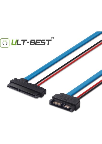 Ult-Best Sata Kablosu Seri Ata 22PIN 7+15 Dişi - Slimline Sata 13PIN 7+6 Erkek 5V Ince Sata Konektörü 30CM (Yurt Dışından)