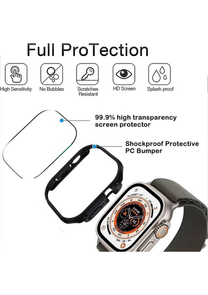 Apple Watch Ultra 49MM Ekran Koruyucu Için Izle Kapak Sert Pc Koruyucu Cam + Kılıf Tampon Iwatch 8 Pro/ultra (Yurt Dışından) fiyatları