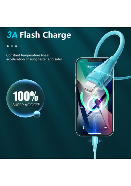 3A Sıvı Yumuşak Tutkal Hızlı Şarj USB Kablosu iPhone USB A 8 Pinli Şarj Kablosu Veri Kablosu iPhone 14 13 12 Pro Max 1/1.5/2 M (Yurt Dışından)