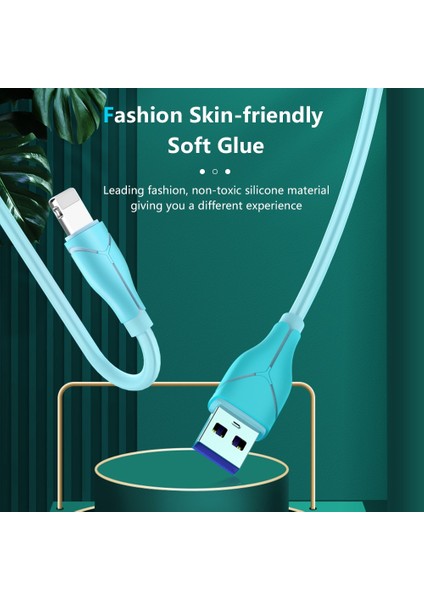 3A Sıvı Yumuşak Tutkal Hızlı Şarj USB Kablosu iPhone USB A 8 Pinli Şarj Kablosu Veri Kablosu iPhone 14 13 12 Pro Max 1/1.5/2 M (Yurt Dışından)