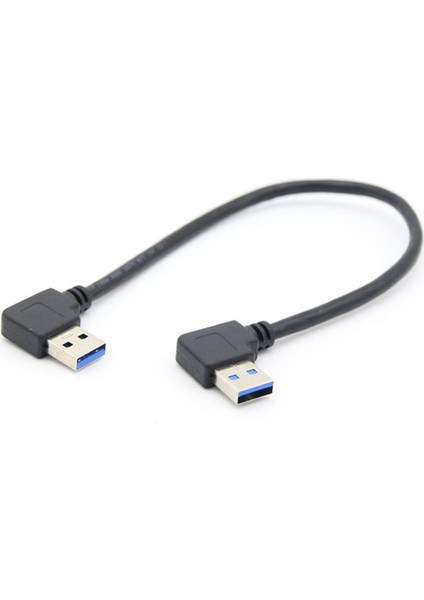 30 cm USB 3.0 Tip A Erkek 90 Derece Sol Açılı - USB 3.0 A Tipi Sağ Açılı Uzatma Kablosu (Yurt Dışından)