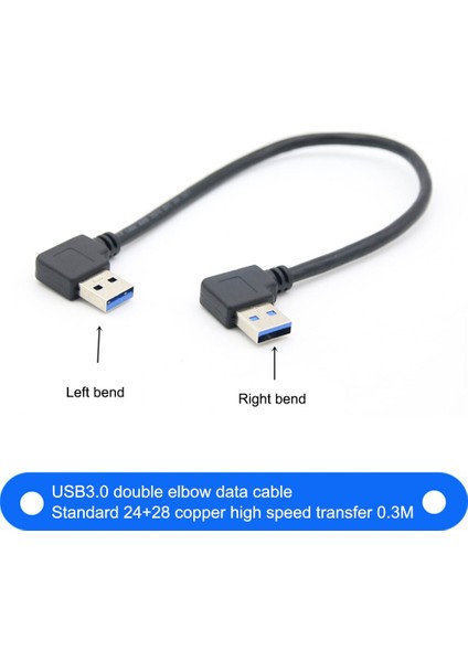 30 cm USB 3.0 Tip A Erkek 90 Derece Sol Açılı - USB 3.0 A Tipi Sağ Açılı Uzatma Kablosu (Yurt Dışından) modelleri