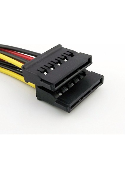 1x Ide Molex 4 Pin Erkek Çift Sata 15 Pin Dişi Ata Y Splitter HDD Güç Konektörü Adaptör Kablosu 18 cm (Yurt Dışından)