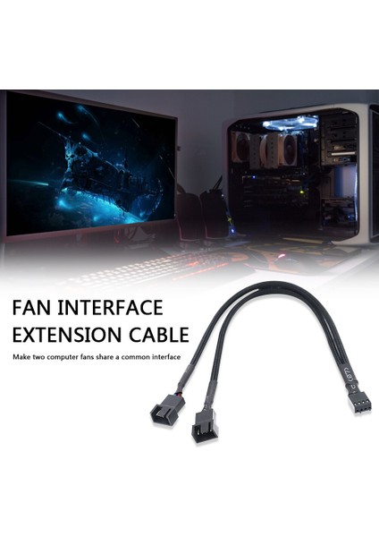 Cpu Pc Kasa Fanı 4-Pin Uzatma Kablosu Y Ayırıcı Kablo 4-Pin - 3/4-Pin Kablo 27CM Kullanışlı ve Pratik Giyilebilir (Yurt Dışından)