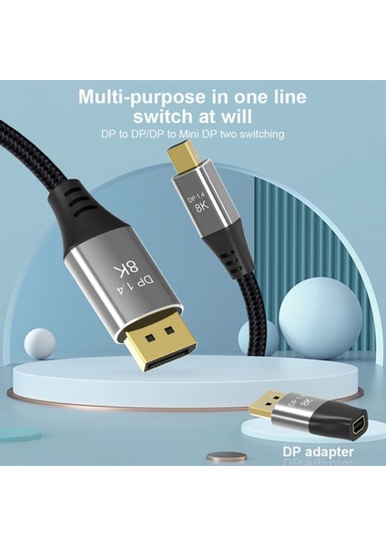 8k 60Hz Mini Dp'den Dp'ye Adaptör 4K 144Hz Çift Yönlü Displayport Erkek Bilgisayar Pc Için Mini Displayport Dişi Dönüştürücü Moni (Yurt Dışından)
