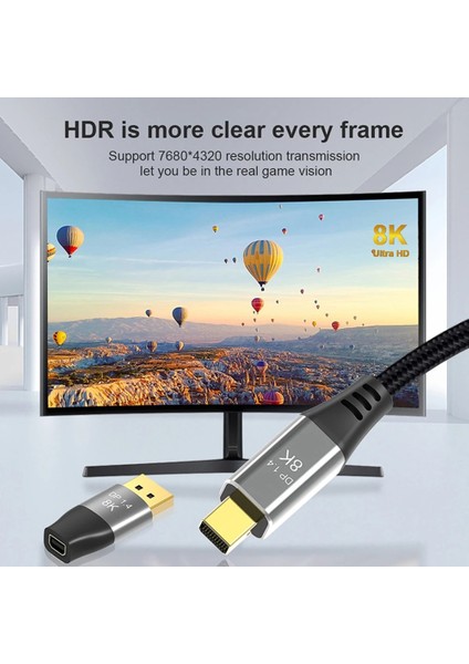 8k 60Hz Mini Dp'den Dp'ye Adaptör 4K 144Hz Çift Yönlü Displayport Erkek Bilgisayar Pc Için Mini Displayport Dişi Dönüştürücü Moni (Yurt Dışından)