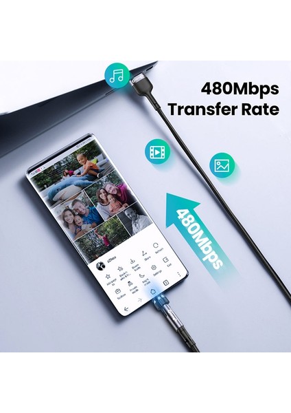 Elough Manyetik Kablo USB Tip C Mikro Kablo 540 Döndür Hızlı Şarj USB C Veri Telefonu Şarj Kablosu Kablosu iPhone 13 12 Xiaomi (Yurt Dışından) fırsatları