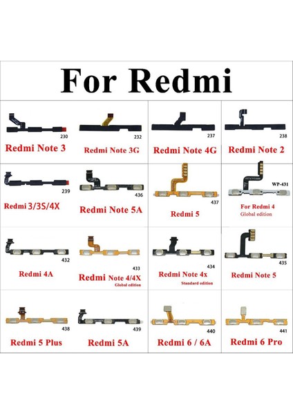 Ses Düğmesi Güç Anahtarı Açma Kapama Düğmesi Flex Kablo Xiaomi Redmi Için 3s 4A 5 Artı Not 2 5A 4 3 Pro Special Edition 4x Global (Yurt Dışından)
