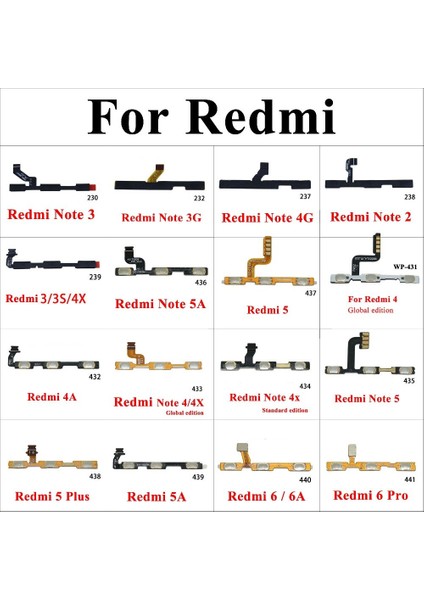 Ses Düğmesi Güç Anahtarı Açma Kapama Düğmesi Flex Kablo Xiaomi Redmi Için 3s 4A 5 Artı Not 2 5A 4 3 Pro Special Edition 4x Global (Yurt Dışından)