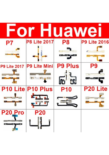 Güç Ses Düğmeleri Flex Kablo Huawei P7 P8 P9 P10 P20 Pro P10 P9 Artı P9 P8 Lite Mini 2016 2017 Yan Tuşları Anahtarı Flex Parça (Yurt Dışından)